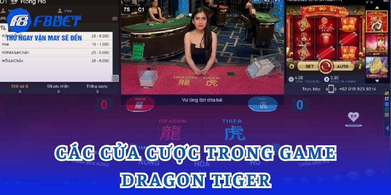 Mô phỏng các cửa cược trong game Dragon Tiger